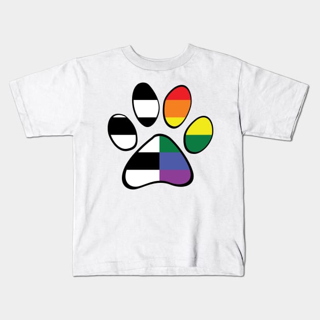 Straight Ally Pride Paw Kids T-Shirt by HyperOtterDesigns